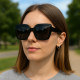 Lunettes de Soleil Femme Noires Square Marque Bois d'Orange Protection Indice 3 Élégante et Tendance