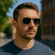 Lunettes de Soleil Homme Rectangle Double Pont Argent Marque Sebastien Loeb Racing Protection Indice 3 avec Branche Flex