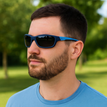 Lunettes de Soleil Homme Sport Double Bleu Marque Sebastien Loeb Racing Protection Indice 3 Confort et Moderne