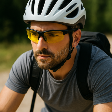 Lunettes de Soleil Sport Rectangle à Verres Teintés Jaunes Marque Juyar avec Branches Ajustés