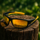 Lunettes de Soleil Sport Rectangle à Verres Teintés Jaunes Marque Juyar avec Branches Ajustés