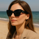 Lunettes de Soleil Femme Butterfly Noire Marque Free Spirit Protection Indice 3 Deisgn et Tendance