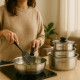 Batterie de Cuisine Arthur Martin 20 Pièces en Inox Tous Feux avec Ustensiles et Poignée Amovible