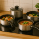 Batterie de Cuisine Arthur Martin 10 Pièces en Aluminium Tous Feux avec Ustensiles et Poignée Amovible - Argent