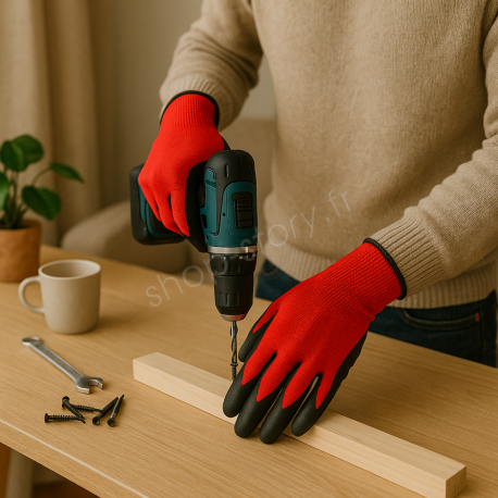 Gants de Manutention en Nitrile Tricot Sans Couture Paume Antidérapante Taille Unique Couleur Aléatoire
