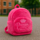 Sac à Dos Fille 27cm Rose Peluche Douce Modèle Couronne Princesse Idéal Maternelle et Sorties
