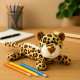 Trousse Panthère en Peluche 25 cm Fermeture Zippée Souple Idéale École Enfant ou Bureau
