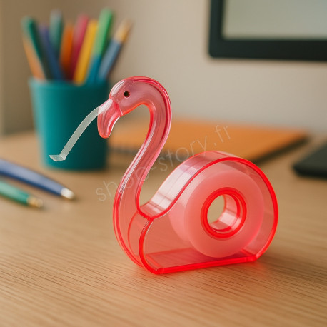 Dévidoir à Main Flamand Rose 10 cm pour Ruban Adhésif avec 1 Rouleau Couleur Aléatoire et Format Compact