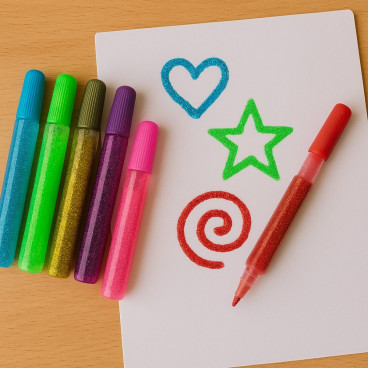 Pack de 6 Stylos Colle à Paillettes Couleurs Assorties Loisirs Créatifs Enfant et Scolaire