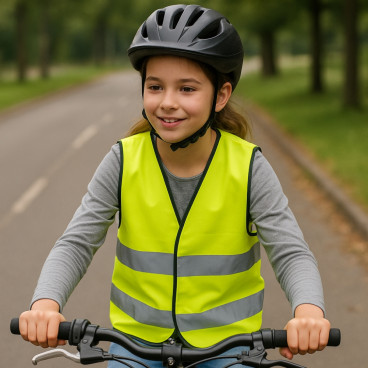 Veste Fluo Sans Manches Enfant Taille Unique 8 à 12 Ans avec Bandes Réfléchissantes 51 x 57 cm