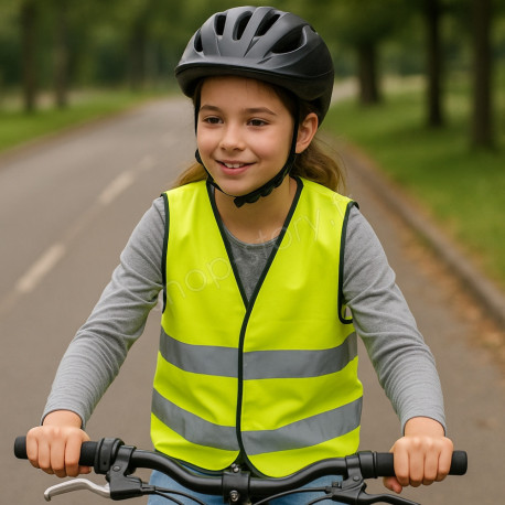 Veste Fluo Sans Manches Enfant Taille Unique 8 à 12 Ans avec Bandes Réfléchissantes 51 x 57 cm