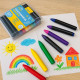 Boîte de 12 Crayons Gras Couleurs Assorties Mine Large pour Dessin Enfant École ou Activité Manuelle