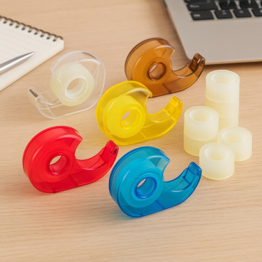 Pack de 2 Dévidoirs à Main 9 cm pour Ruban Adhésif avec 10 Rouleaux Couleur Aléatoire Format Compact et Pratique