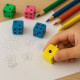 Pack de 8 Gommes Dé Couleurs Assorties Forme Originale Pour École ou Bureau