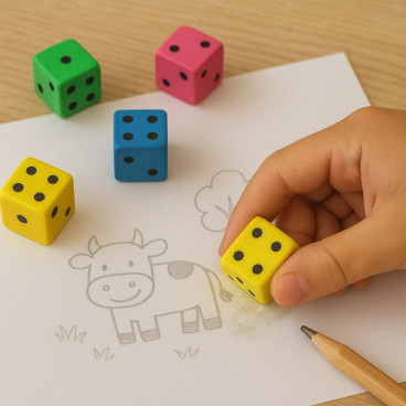 Pack de 8 Gommes Dé Couleurs Assorties Forme Originale Pour École ou Bureau