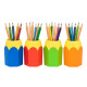 Lot de 4 Pots à Crayons en Forme de Crayon 10 cm Plastique Coloré pour Bureau ou Chambre