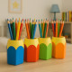 Lot de 4 Pots à Crayons en Forme de Crayon 10 cm Plastique Coloré pour Bureau ou Chambre