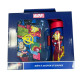 Set Repas Enfant Avengers avec Boîte à Gouter et Gourde 420ml Plastique Bleu pour Ecole et Sorties