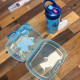 Set Repas Enfant Stitch avec Boîte à Gouter et Gourde 420ml Plastique Bleu pour Ecole et Sorties