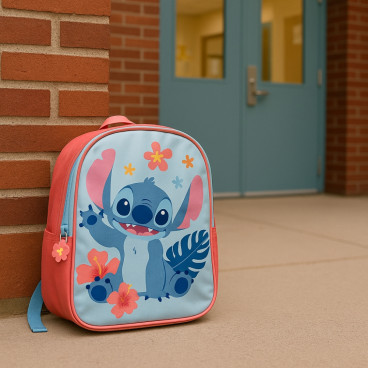Sac à Dos Maternelle Stitch 25cm Rose et Bleu Léger 1 Poche Idéal pour l'École ou Sortie