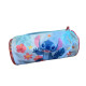 Trousse Enfant Stitch Forme Cylindre 23cm Grande Capacité Bleu et Rose Idéale pour l'École et le Bureau