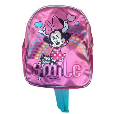 Sac à Dos Maternelle Minnie 25 cm Rose et Bleu avec Bretelles Ajustables et Finition Pailletée