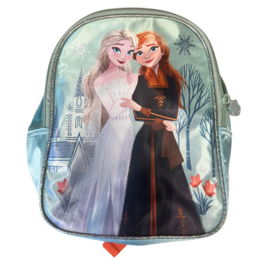 Sac à Dos Maternelle Reine des Neiges Bleu Brillant avec 1 Poche et Bretelles Orange Ajustables pour École ou Sortie 25 cm
