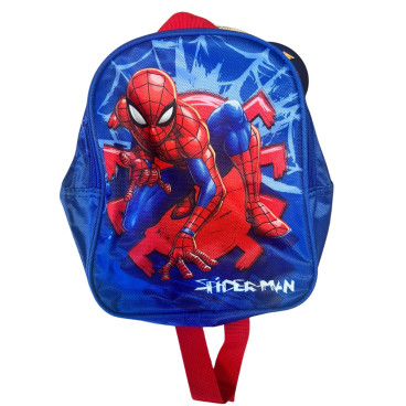 Sac à Dos Maternelle Spiderman 25 cm en Bleu et Rouge avec bretelles ajustables et poche principale zippée