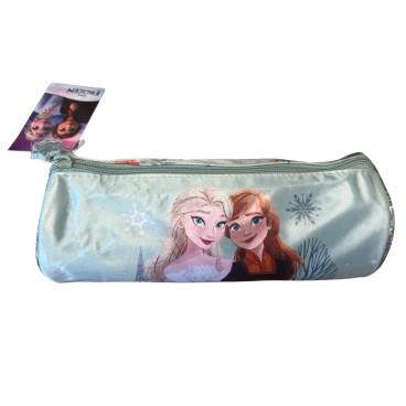 Trousse Enfant Reine des Neiges Forme Cylindre 23cm Grande Capacité Bleu Idéale pour l'École et le Bureau