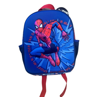 Sac a Dos Spiderman relief 3D 31 cm Rouge et Bleu avec 1 Compartiment, Bretelles Matelassées Ajustable