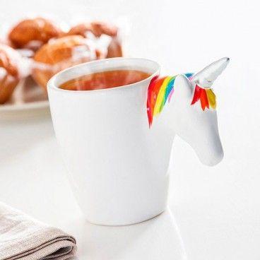 Tasse Mug Licorne - Tasse blanche en Céramique avec Poignée de tête de Licorne