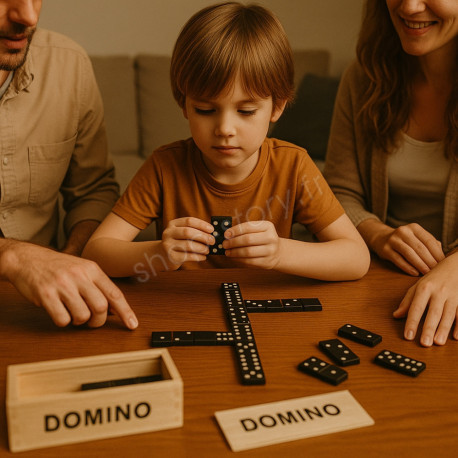 Jeu de Dominos Classique en Bois 28 Pièces Jeu de Société Traditionnel pour Famille et Enfants