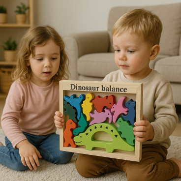 Jeu Équilibre Dinosaure à Balance en Bois 11 Pièces Coloré Jeu Éducatif Ludique pour Enfants
