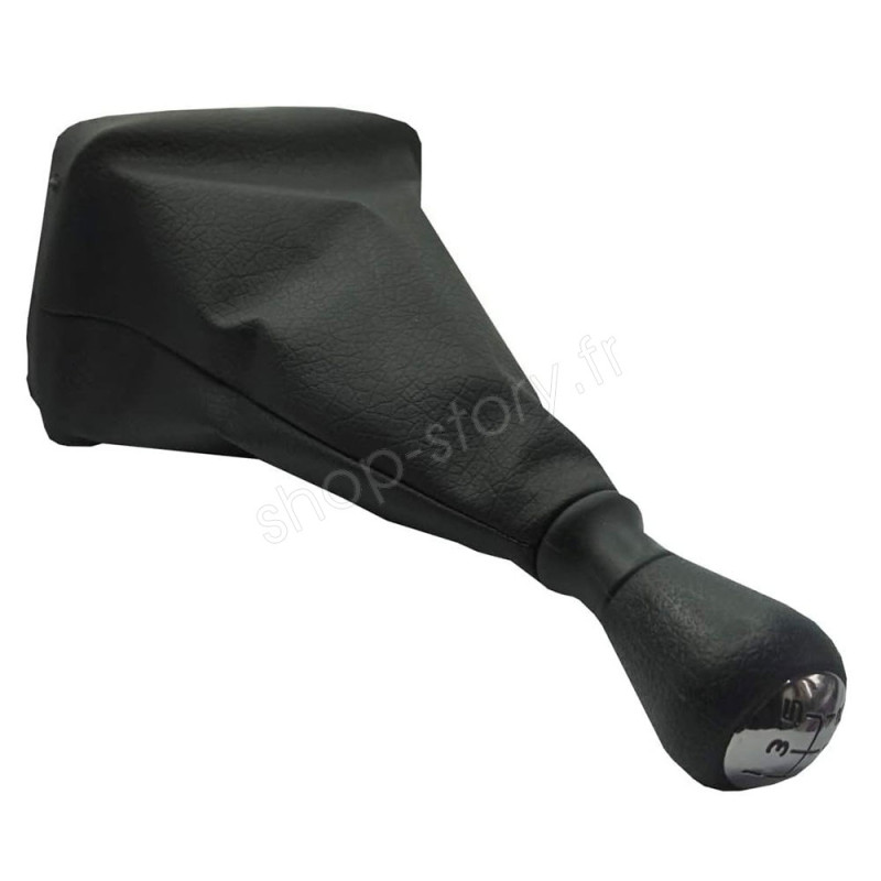 Kit Soufflet + Pommeau Levier Vitesse Chromé 5 Vitesses - Compatible Peugeot 106,206,306,406,605, Expert, Partner Et Citroën Berlingo, Jumpy - Réf. OEM 2403X9/2403AP