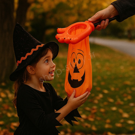 Main à Bonbons Halloween Sac Main de Monstre Orange Noir 45 cm Trick or Treat Panier