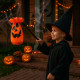 Main à Bonbons Halloween Sac Main de Monstre Orange Noir 45 cm Trick or Treat Panier