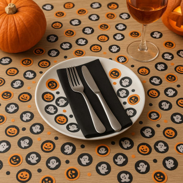 Pack de 300 Confettis Halloween Citrouilles et Fantômes en Papier pour Décoration de Table