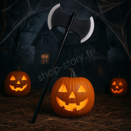 Grande Hache Double en Plastique Réglable 107 cm Accessoire Déguisement Halloween Costume