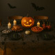 Pack de 2 Grands Chemins de Table Halloween Tissu Polyester Noir Motif Toile d'Araignée 183 x 45 cm Décoration