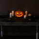 Pack de 2 Grands Chemins de Table Halloween Tissu Polyester Noir Motif Toile d'Araignée 183 x 45 cm Décoration