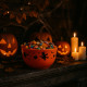 Lot de 2 Saladiers Halloween Orange Rigide 20cm à Motifs pour Décoration de Table