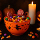 Lot de 2 Saladiers Halloween Orange Rigide 20cm à Motifs pour Décoration de Table
