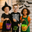 Lot de 3 Sacs Halloween en Feutrine Colorée 15 cm – Trick or Treat ( Couleur Aléatoire )
