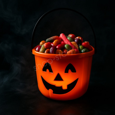 Seau à Bonbons Halloween Orange Rigide 14cm Motif Tête de Citrouille pour Enfants Trick Or Treat
