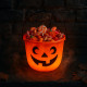 Seau à Bonbons Halloween Orange Rigide 14cm Motif Tête de Citrouille pour Enfants Trick Or Treat