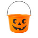 Seau à Bonbons Halloween Orange Rigide 14cm Motif Tête de Citrouille pour Enfants Trick Or Treat