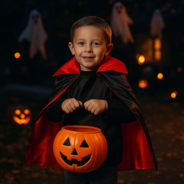 Déguisement Cape Enfant Noire et Rouge Doublée Taille Unique 3 à 6 Ans Costume Halloween