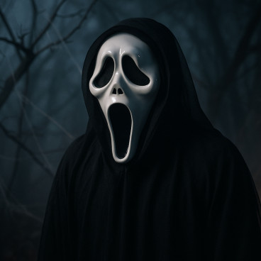 Masque Scream 30 cm en Plastique avec Voile Noir Film dHorreur Déguisement Halloween