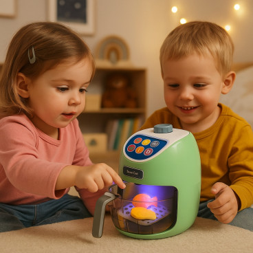 Jouet Air Fryer Sonore et Lumineux, 4 Boutons de Cuisson, Aliments qui Changent de Couleur, À Piles, Dès 3 Ans