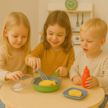 Jouet Air Fryer Sonore et Lumineux, 4 Boutons de Cuisson, Aliments qui Changent de Couleur, À Piles, Dès 3 Ans